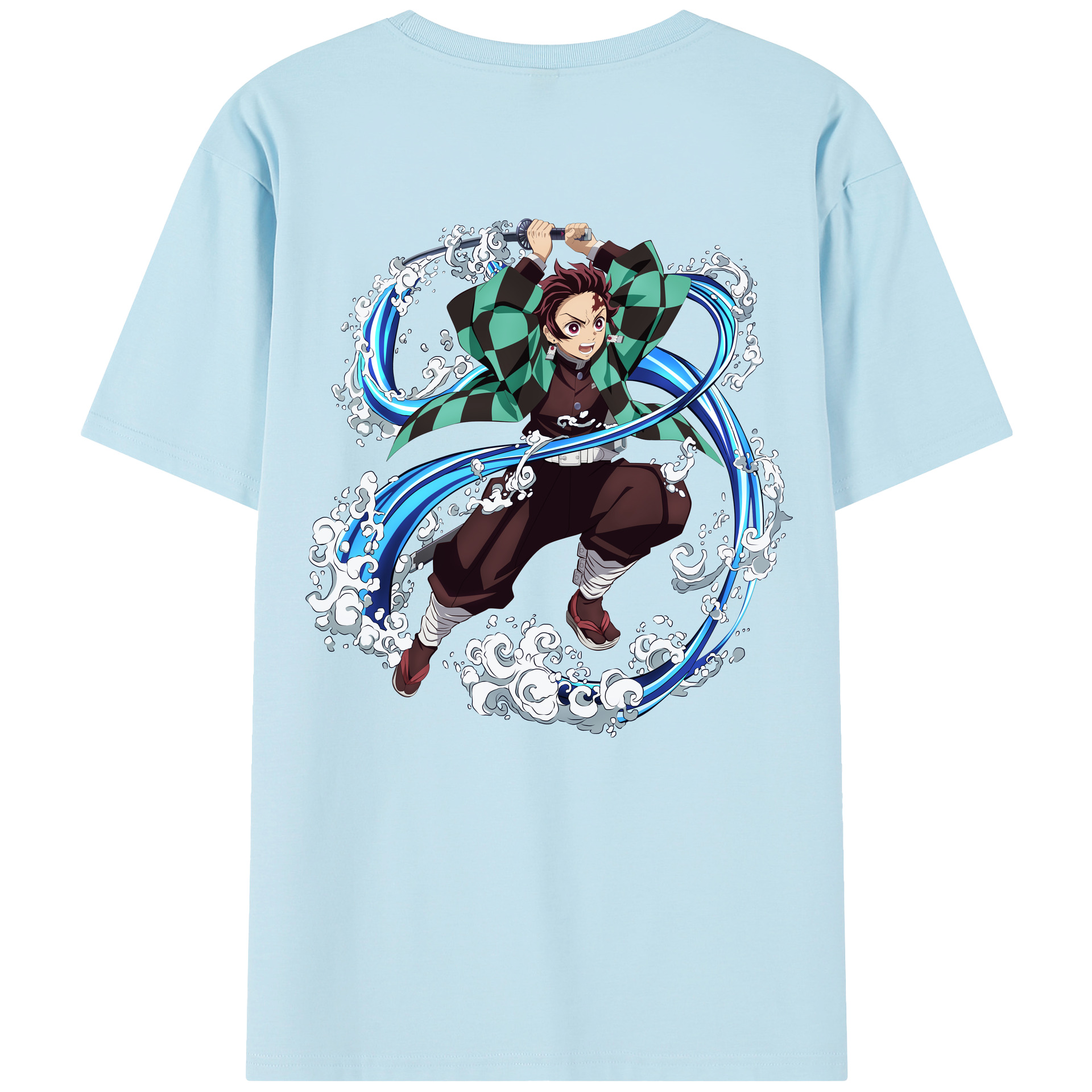 （画像用） 鬼滅の刃 竈門 炭治郎／かまど たんじろう Kamado Tanjirou 綿100％半袖Tシャツ（背面プリント）